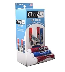 Chap-Ice® | Assorted 24-Count Lip Balm with Sunscreen | Made in USA, Includes Gravity Feed Display Box | 24 Sticks (0.15oz/4.25g Each), 2 Flavors - Cherry (SPF-4) and Moisture (SPF-15)