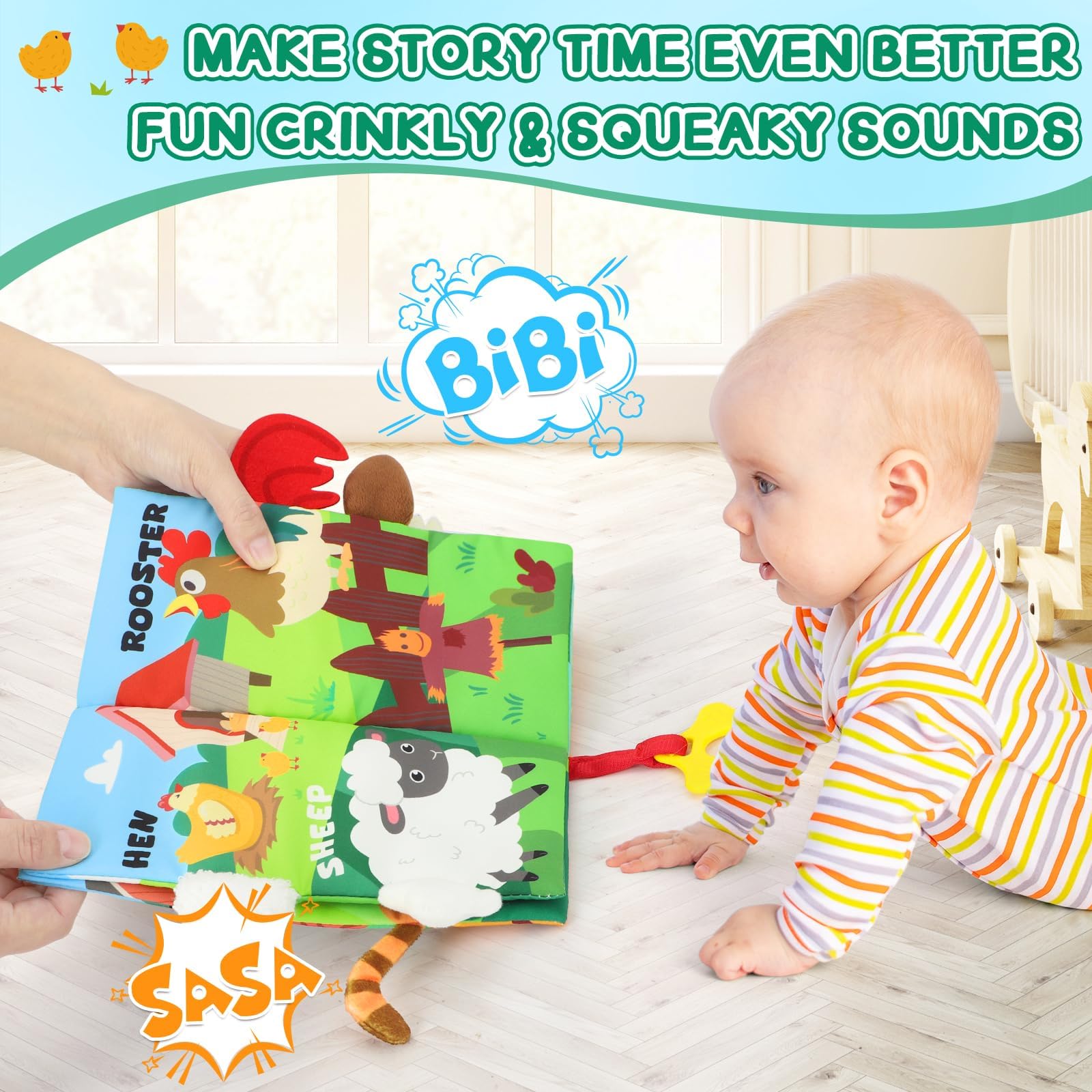 Libro suave para bebé, juguete para bebés, regalo de ducha para niños recién nacidos, juguete para la hora boca abajo, para bebés de 0 a 6 a 12 meses, libro sensorial para tocar y sentir con 6