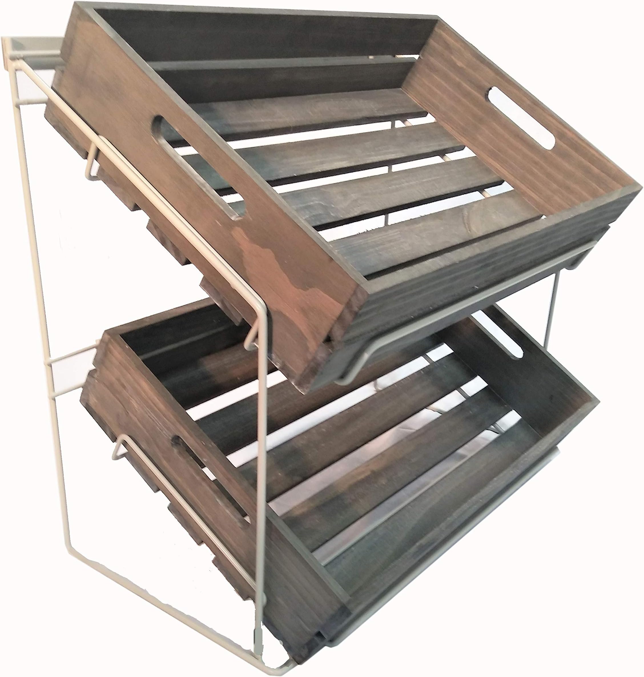 2 Tier Counter Top Display Stand with Wooden Display Crates