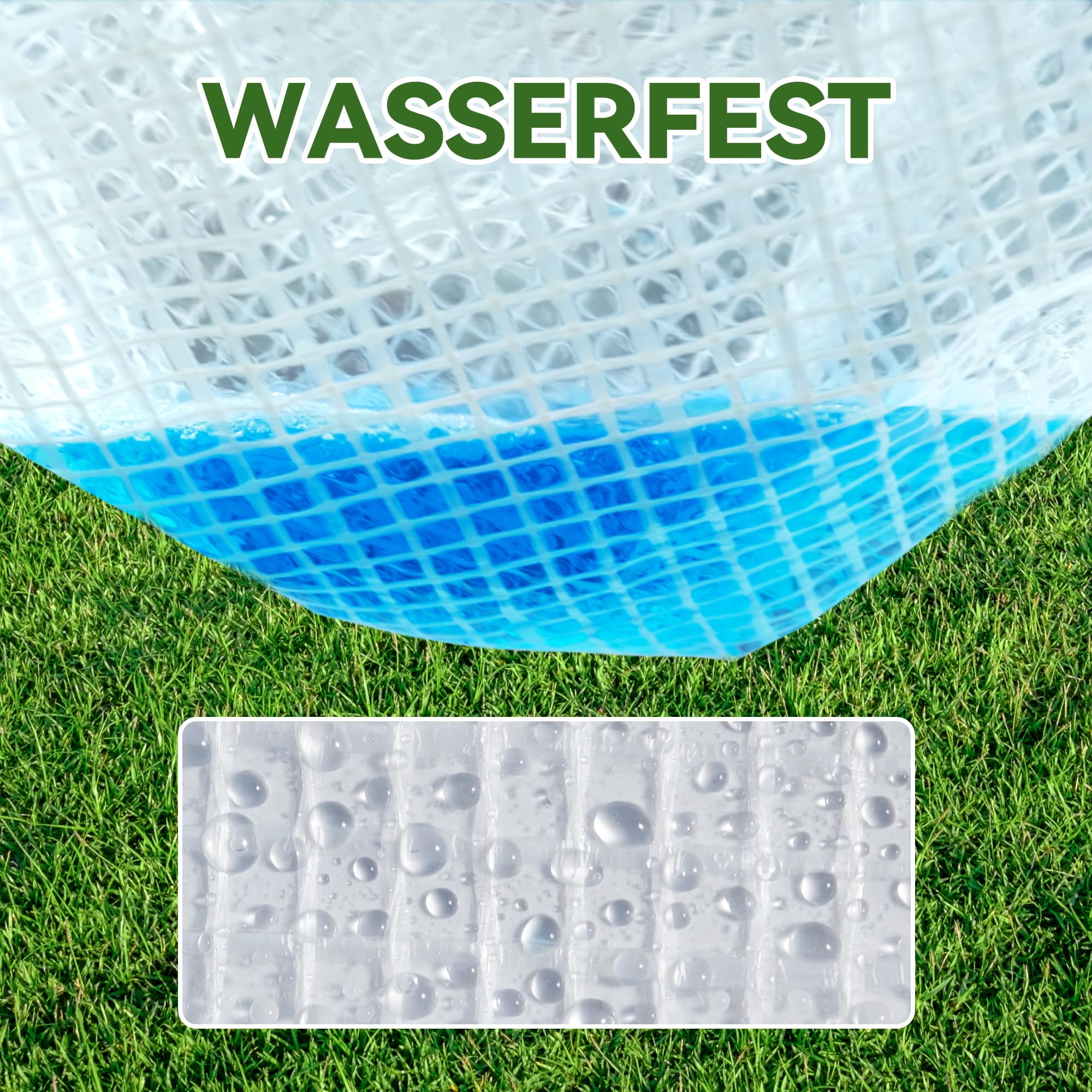 6x6m Plane Transparent mit Ösen, Abdeckplane Wasserdicht Reißfest 165GSM, UV-stabilisiert Gewebeplane, Multifunktionale Schutzplane Holz Bauplane Outdoor