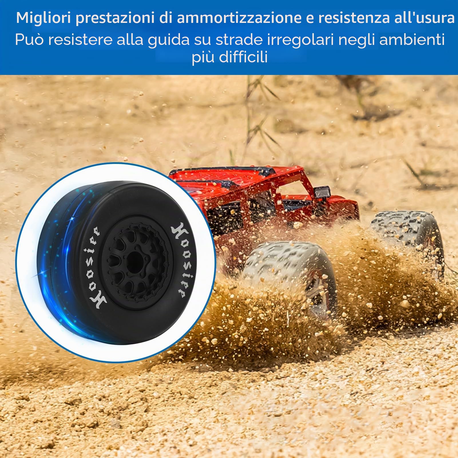 HERCHR 4 Pezzi Pneumatici in Gomma Ruote da 102 Mm E Cerchioni con Mozzo Esagonale da 12 Mm Compatibili con 1/10 Fuoristrada Telecomando Auto RC Fuoristrada