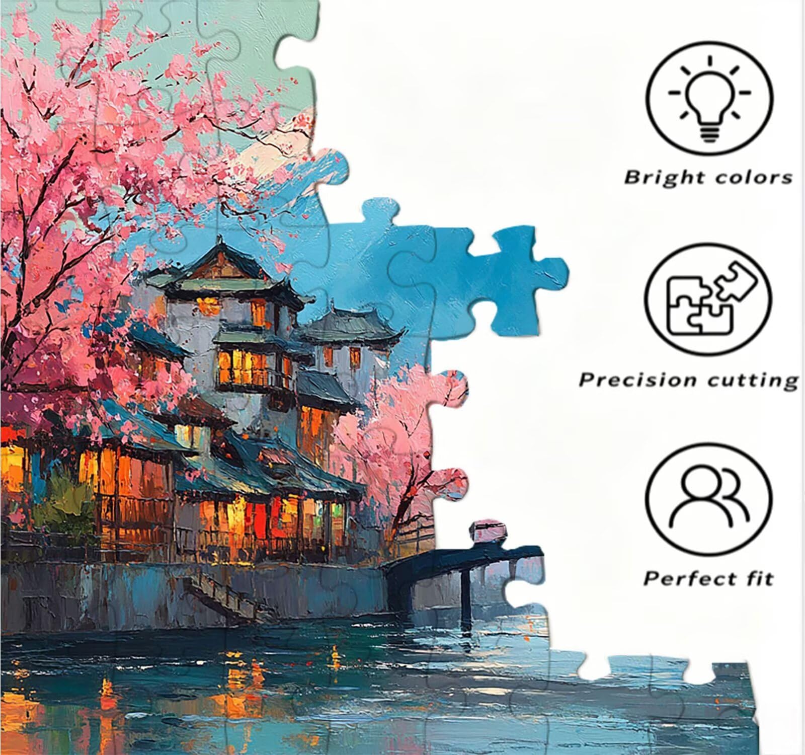 Puzzle 1000 elementów dla dorosłych, puzzle Sakura Góra Fuji Artystyczne Puzzle, rodzinne kreatywne hobby dla dorosłych, najwyższej jakości drewniana układanka, do gry edukacyjnej wyzwanie zabawki