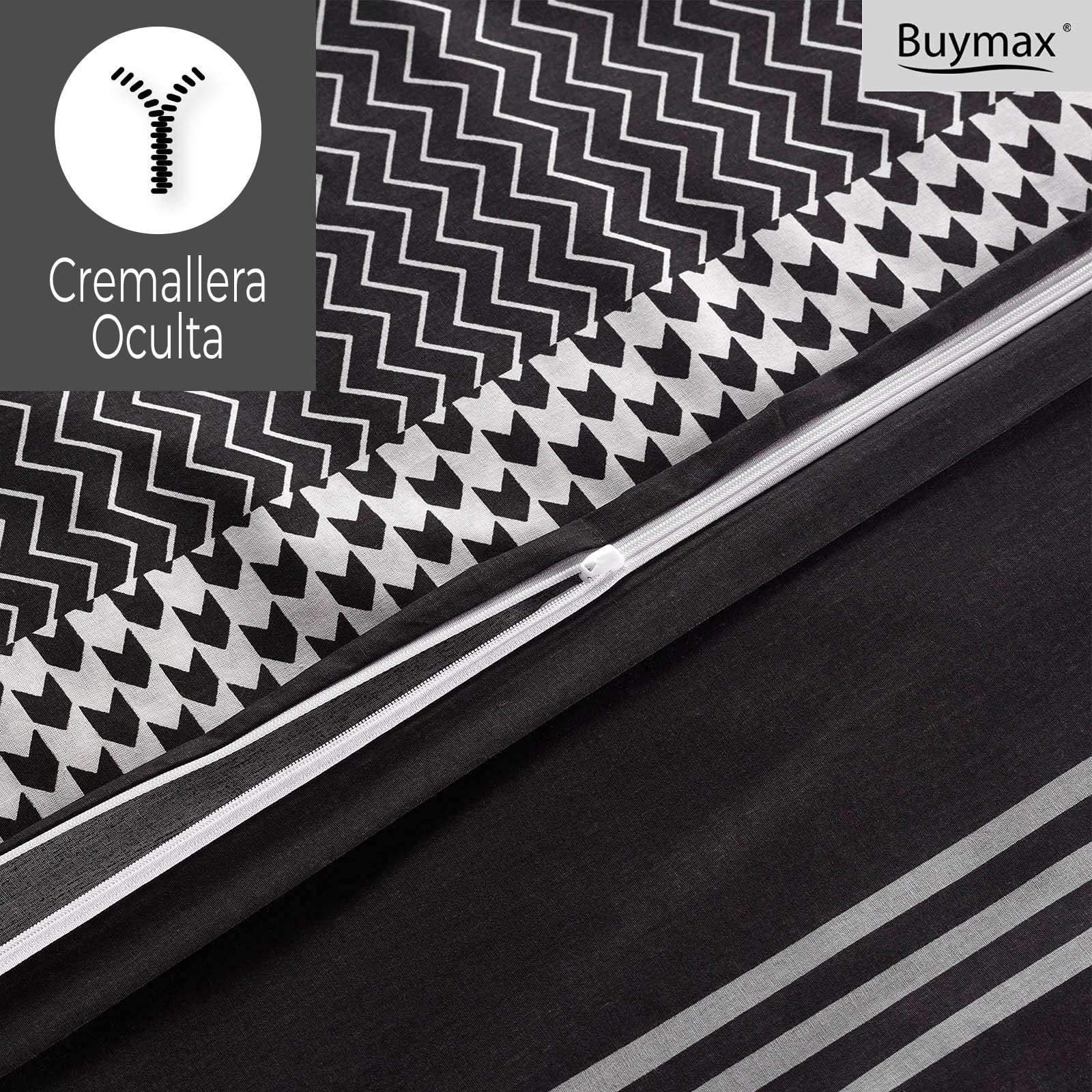 Buymax Ropa de cama de 200 x 200 cm, 100% algodón, 3 piezas, juego de ropa de cama de 200 x 200 cm con 2 fundas de almohada de 80 x 80 cm, certificado Öko-Tex Renforcé, juego de funda nórdica con