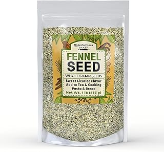 Unpretentious Fennel Seeds (1 lb) Whole Seeds, Use in Teas & Cooking, Fiber Rich, Sweet Licorice Flavor