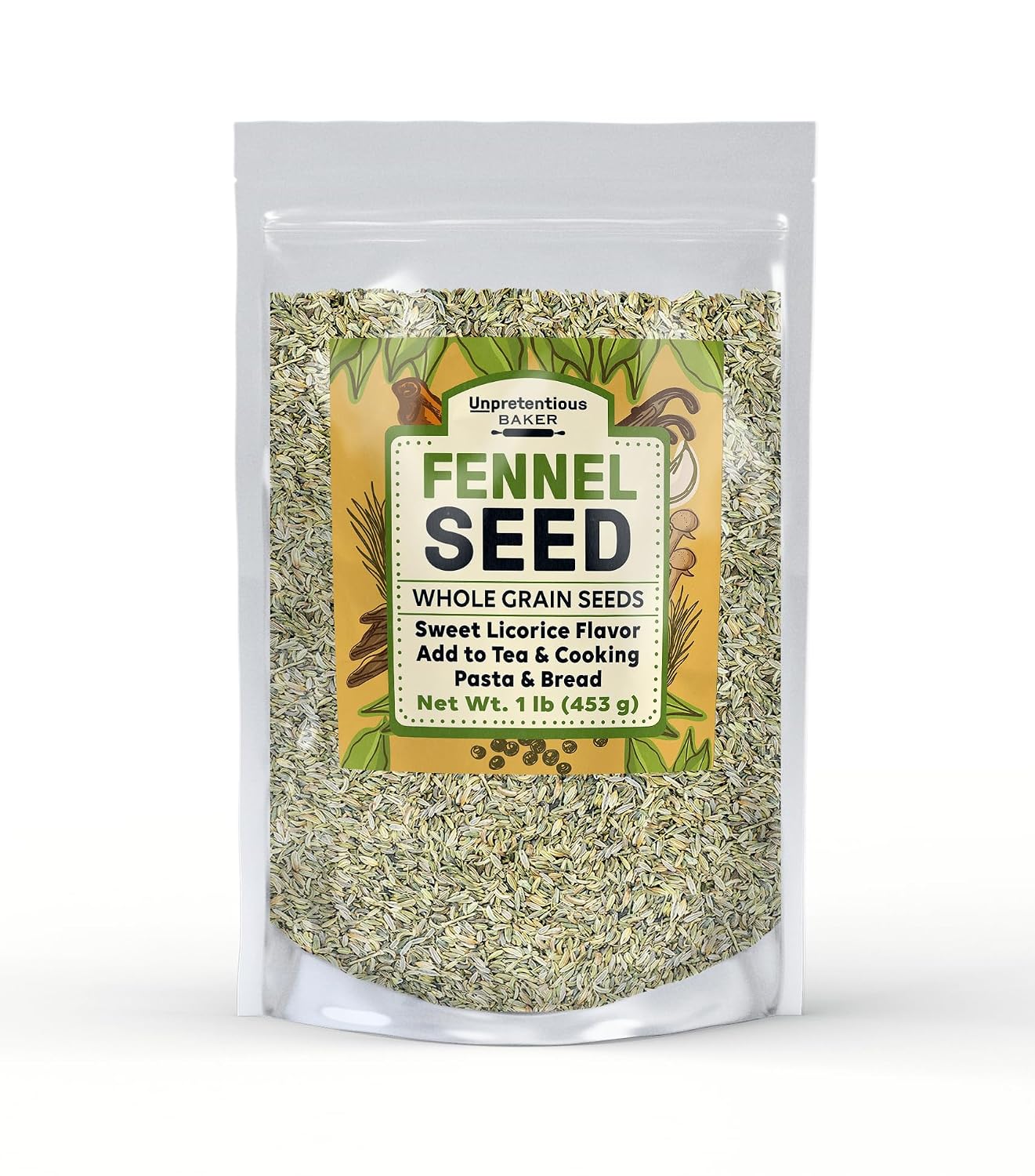 Unpretentious Fennel Seeds (1 lb) Whole Seeds, Use in Teas & Cooking, Fiber Rich, Sweet Licorice Flavor