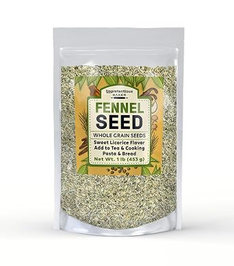 Unpretentious Fennel Seeds 1 lb Whole Seeds, Use in Teas & Cooking, Fiber Rich, Sweet Licorice Flavor