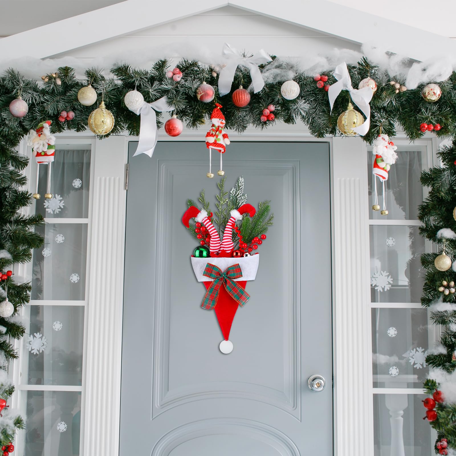 Weihnachtskranz Mit Wichtel & Lichtern - 26cm Dekoration Mit LED Beleuchtung