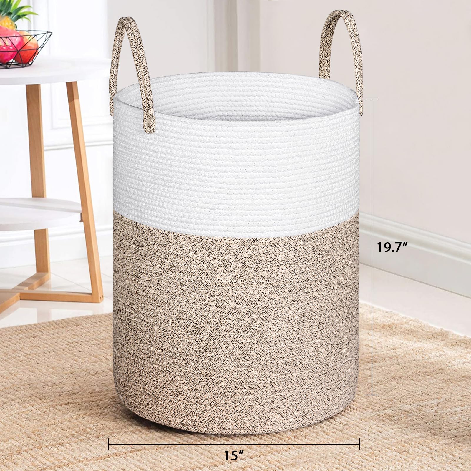 Univivi Extra Large Laundry Basket, 58L Foldable Blanket Baskets, Woven Storage Baskets with Sturdy Handle - Image 2