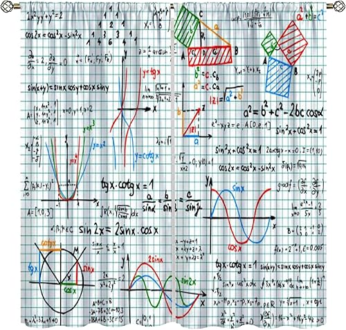 Cortina de fórmula de matemáticas, diseño de lección de álgebra, cuaderno de lecciones, diseño de fórmula, bolsillo para barra, cortina de ventana