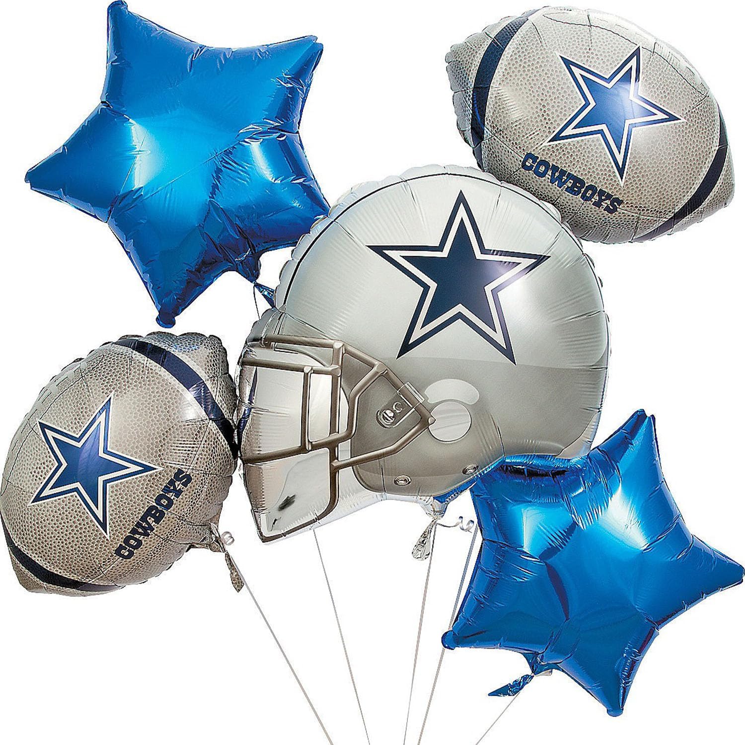 Dallas Cowboys Mylar Balloon Set – 5-Piece NFL Football Foil Balloons for Game Day, Tailgates, Birthdays & Sports Parties