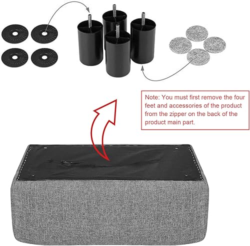 Miniatura 10 de Reposapiés pequeño otomano moderno para el hogar, sala de estar, dormitorio, taburete rectangular con asiento acolchado (tela gris oscuro)