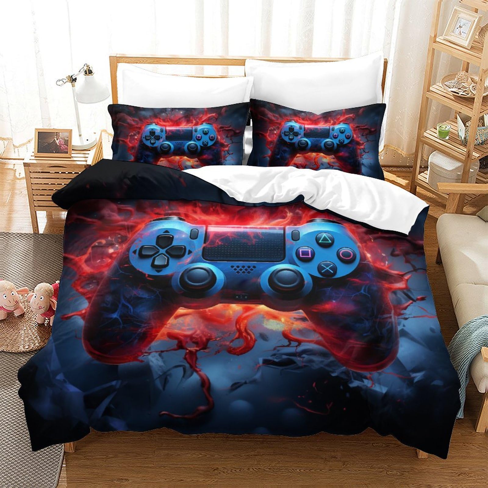 Housse de couette jeuxpad 3D 200x200cm avec 2 taies d'oreiller