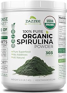 Zazzee Organic Spirulina Powder, 2.2 Pounds (1 KG), USDA Certified, 303 ...