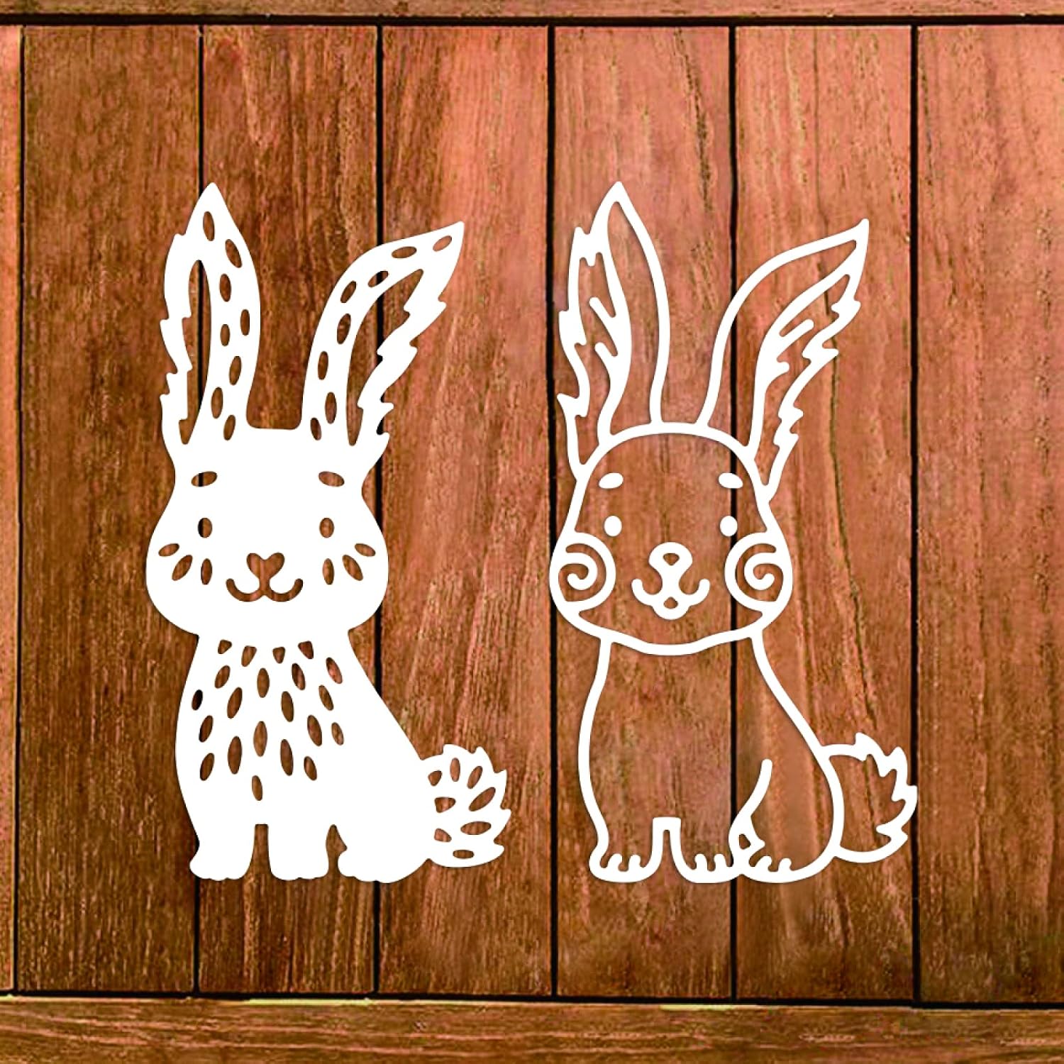 Briartw 2 Pcs Rabbit Bunny Happy Easter Metal Cutting Dies Set DIY Scrapbooking Embossing Stencils Card-Making,Album,Die-cuts DIY Paper Greeting Gift Cards