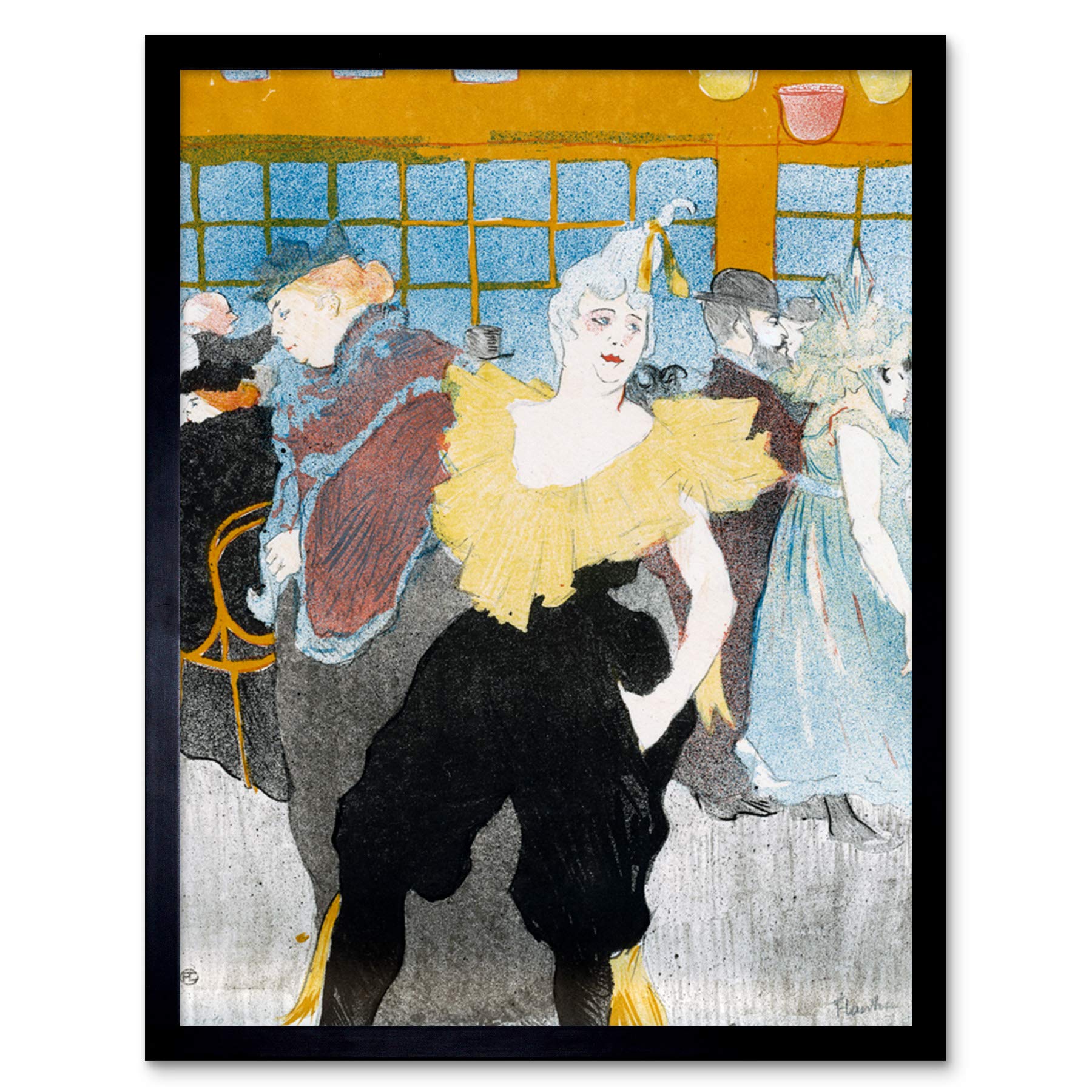 Toulouse-Lautrec Clowness Moulin Rouge Art Print Framed Poster Wall Decor 12x16 inch
