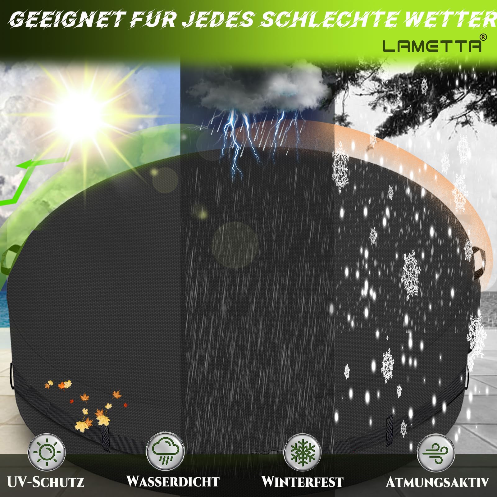Lametta Abdeckung Sonneninsel,Schwerlast 600D Oxford Sonneninsel Abdeckung Wasserdicht mit UV- und PU-Beschichtung und hoher Reißfestigkeit,mit tragegriff und Belüftungsöffnungen (228×90×89/45 cm)
