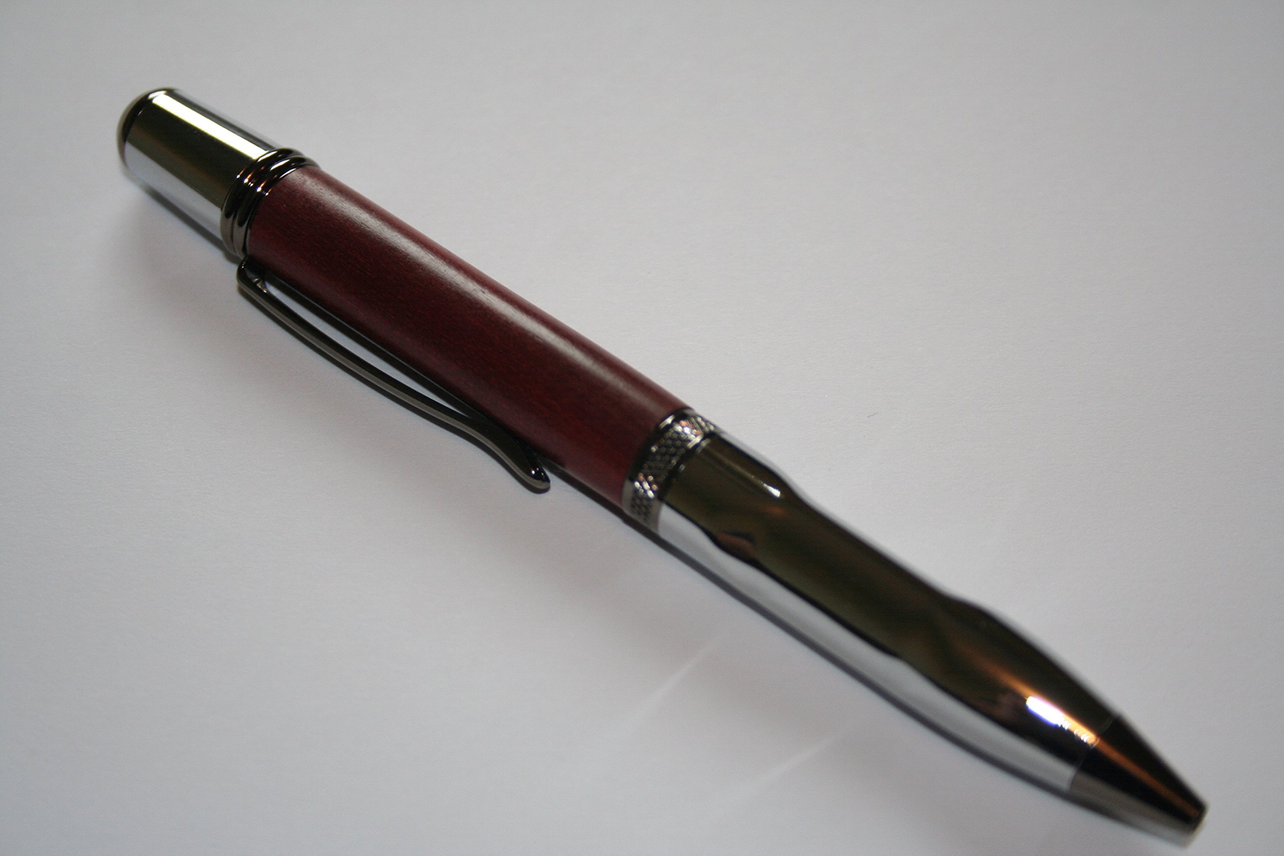 Red Heart Wood Wall Street II Style Pen Hand-Crafted By Ironclad Wood Turning Featuring Chrome and Gun Metal Hardware