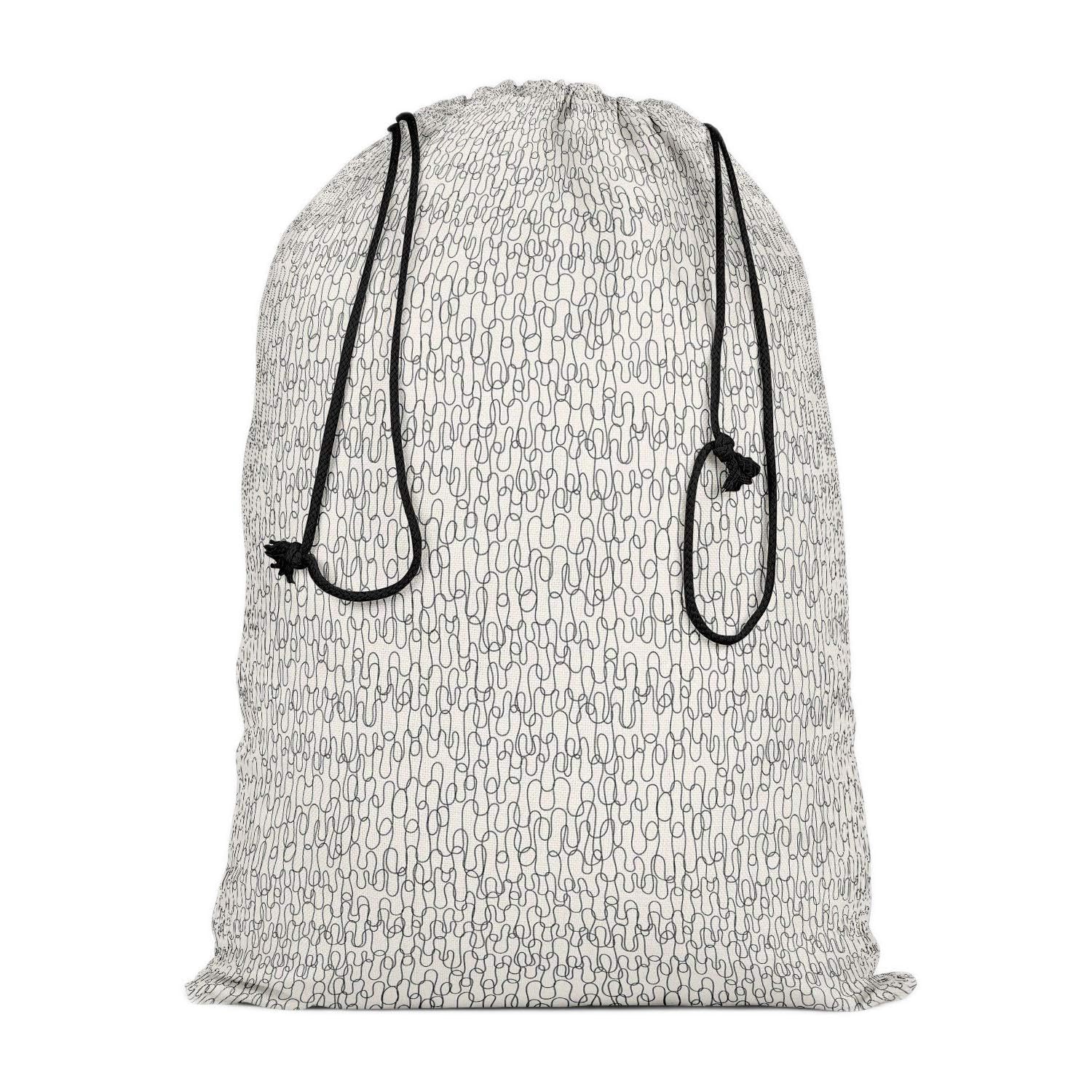 Curly Lines Reusable Sack Bag | Bag for Gym, Storage, Vegetable & Travel | Satin Fabric Drawstring; Large Size; 14 x 18 inch-image-10