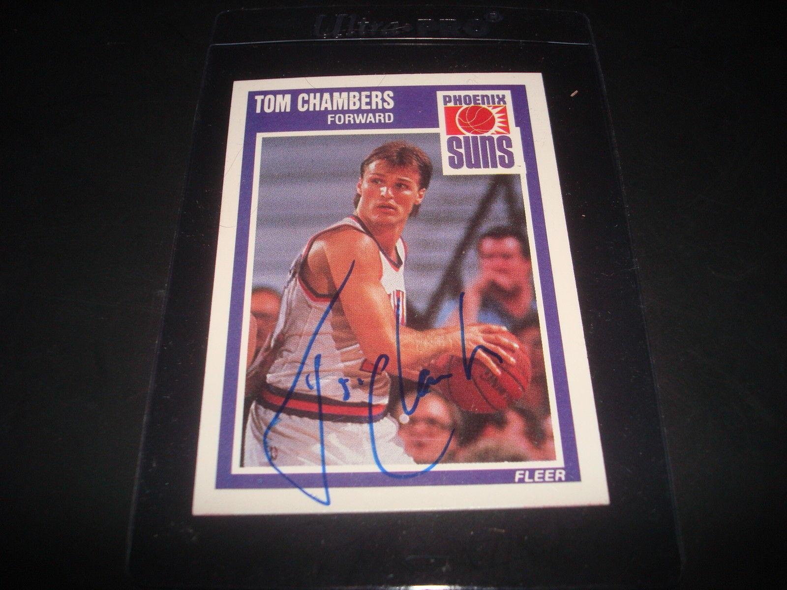 1989 NBA FLEER #119 TOM CHAMBERS SUNS Utah SIGNED AUTHENTIC AUTOGRAPH - Autographed Basketball Cards