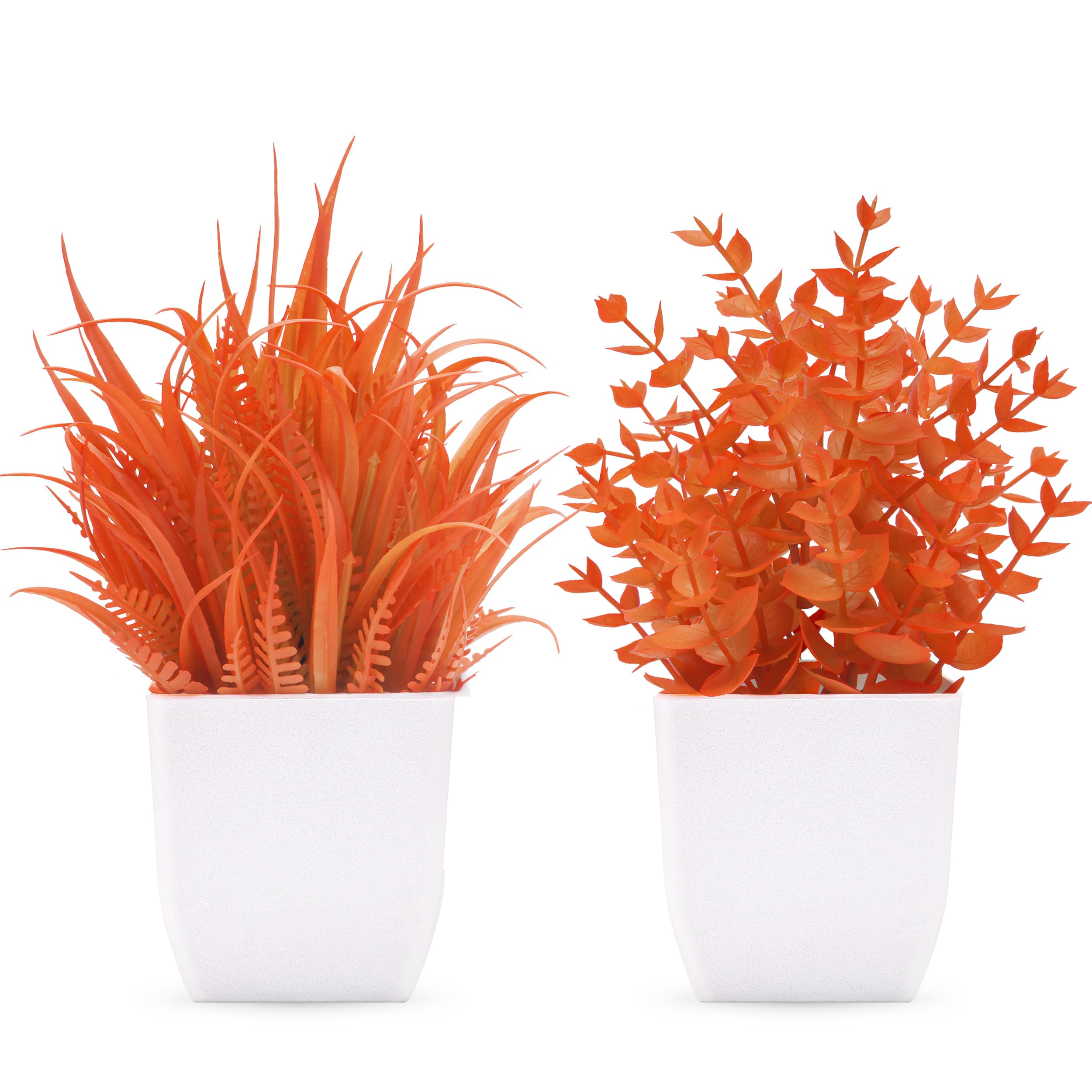 BTSD-home 2 Pack Fake Plants Maple Red in Pots for Indoor Autumn Decor