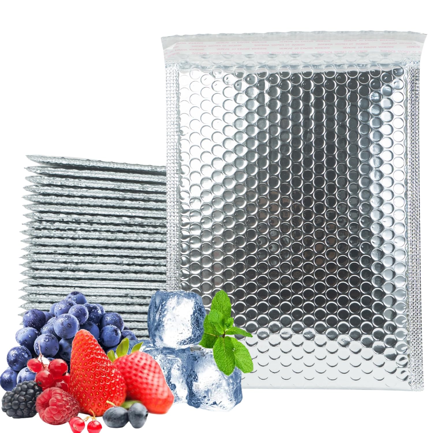 50 Pack 6x8 Inch Thermal Insulated Bubble Mailers for Cold Shipping, Metallic Silver Foil Padded Envelopes, Self-Seal Water-Resistant Cushioned Shipping Bags