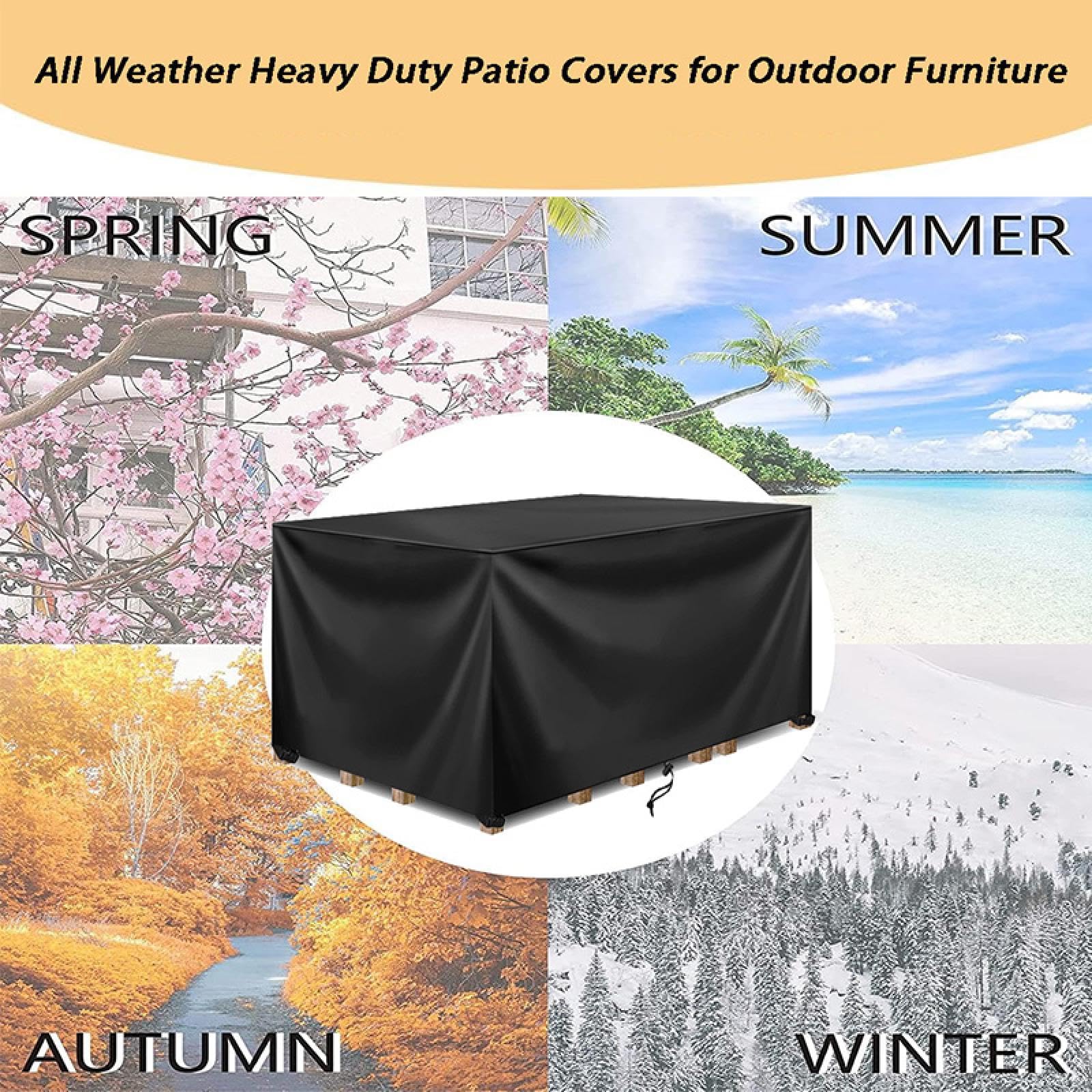 HNYDM 600D Oxford Funda Mesa Exterior Impermeable, 300x110x80cm/LxWxH Funda Muebles Exterior Resistente Al Viento Los Rayos Anti-UV Antipolvo Sillas Sofás Protectora Muebles Jardin