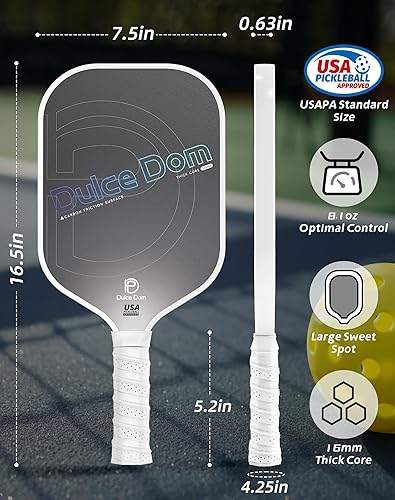 Miniatura 10 de DULCE DOM Palas de pickleball, juego de 24 de pickleball de fibra de vidrio aprobadas por USAPA con paletas de pickleball, 4 bolas de pickleball y