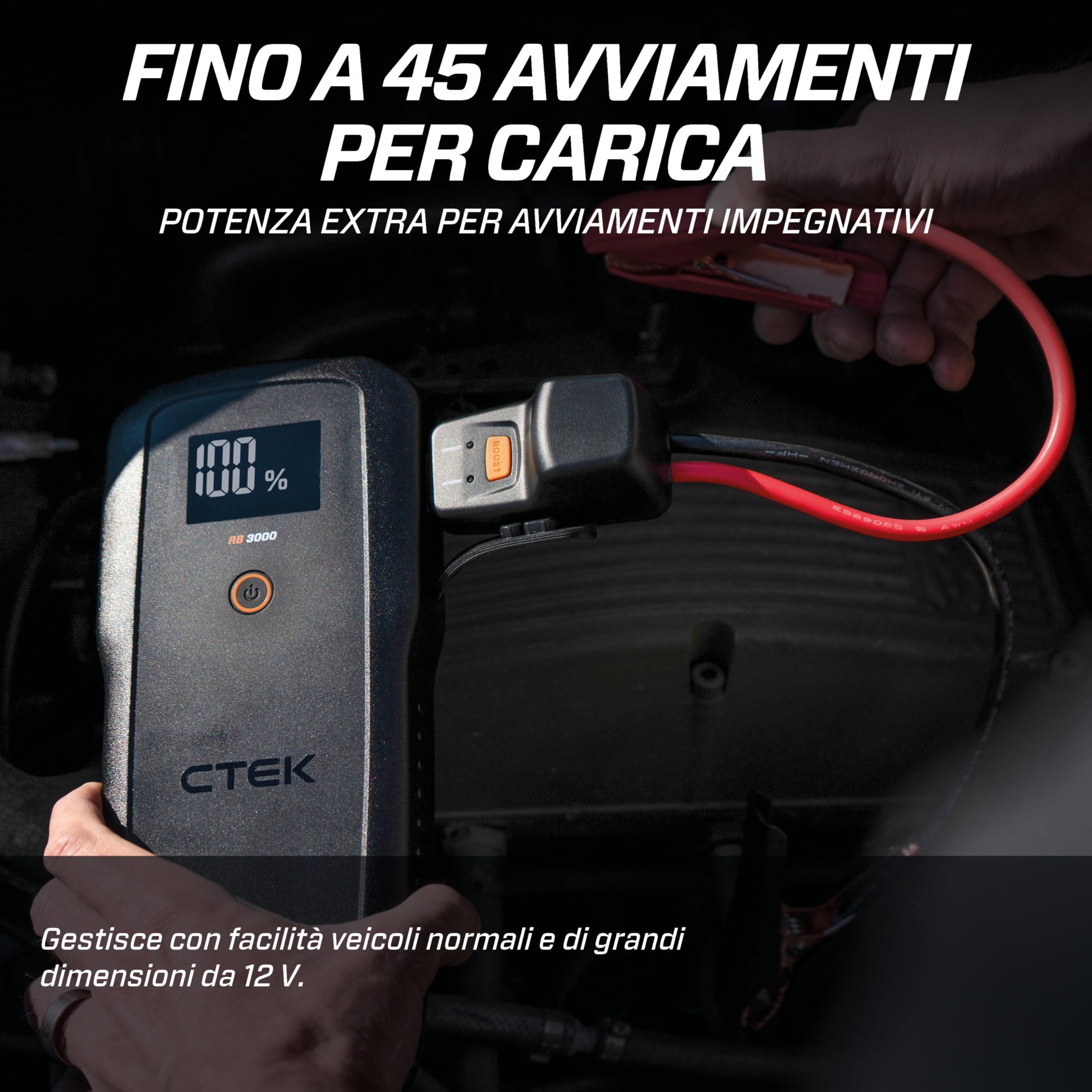 CTEK RB 4000 Avviatore Portatile – Corrente di Picco Batteria 4000A, Booster per Batterie 12V in Veicoli Diesel e Benzina