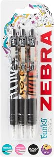 ZEBRA Pen Z Grip Black Pens Ballpoint, Smooth & Funky Ballpoint Pens With Pocket Clip, Retractable Black Ink Ballpoints, Reliable Black Biro Multipack For Everyday Use - Animal Design, 3pk