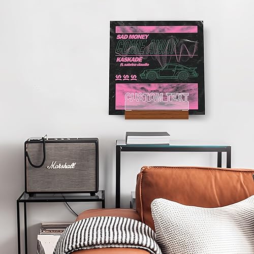 Miniatura 35 de Now Playing - Soporte para discos de vinilo, soporte para discos iluminados, pantalla acrílica de madera con luces blancas cálidas para álbumes