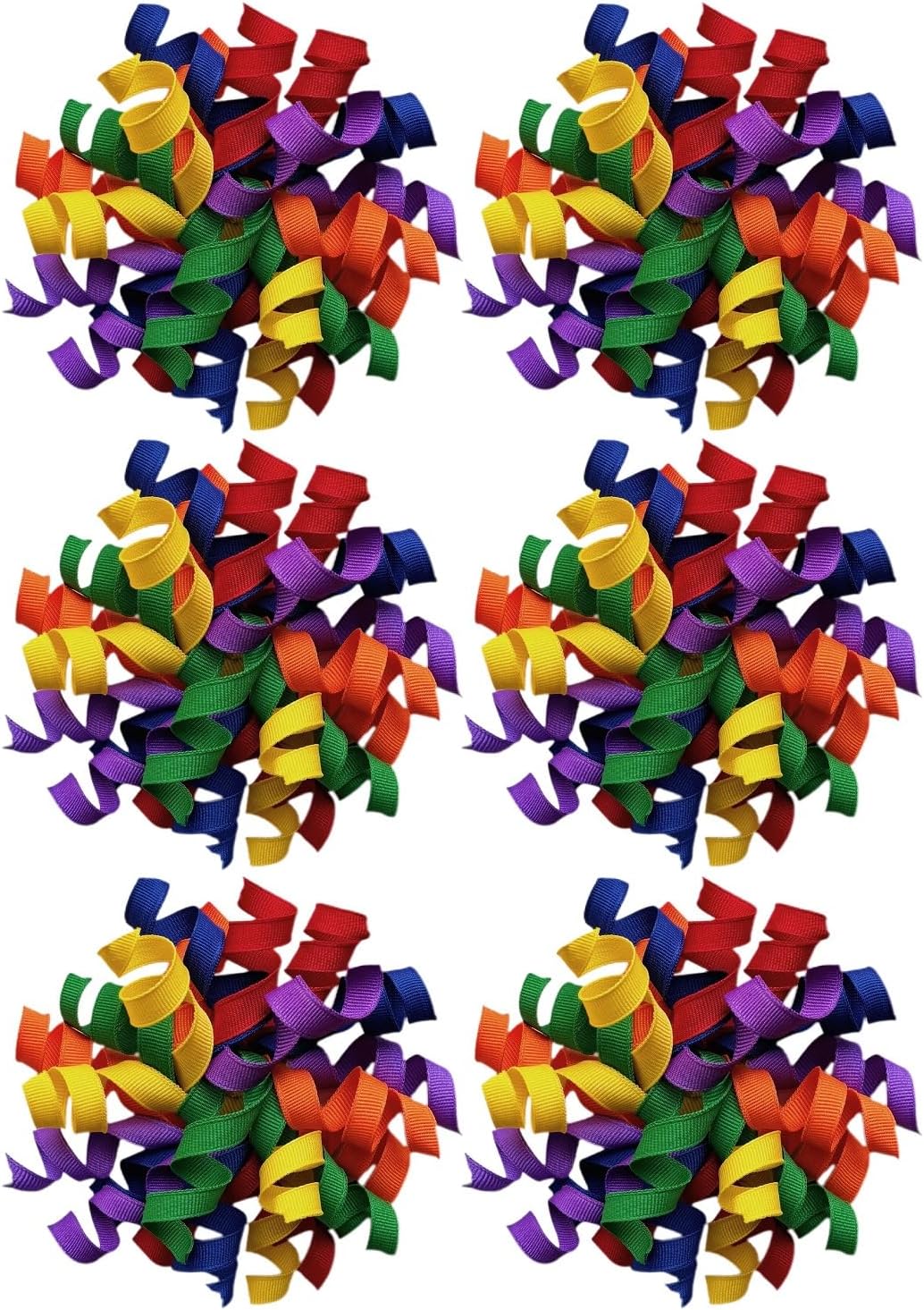 6PCS SelfAdhesive Curly Bows, 4 Rainbow Ribbon Bow, PreMad