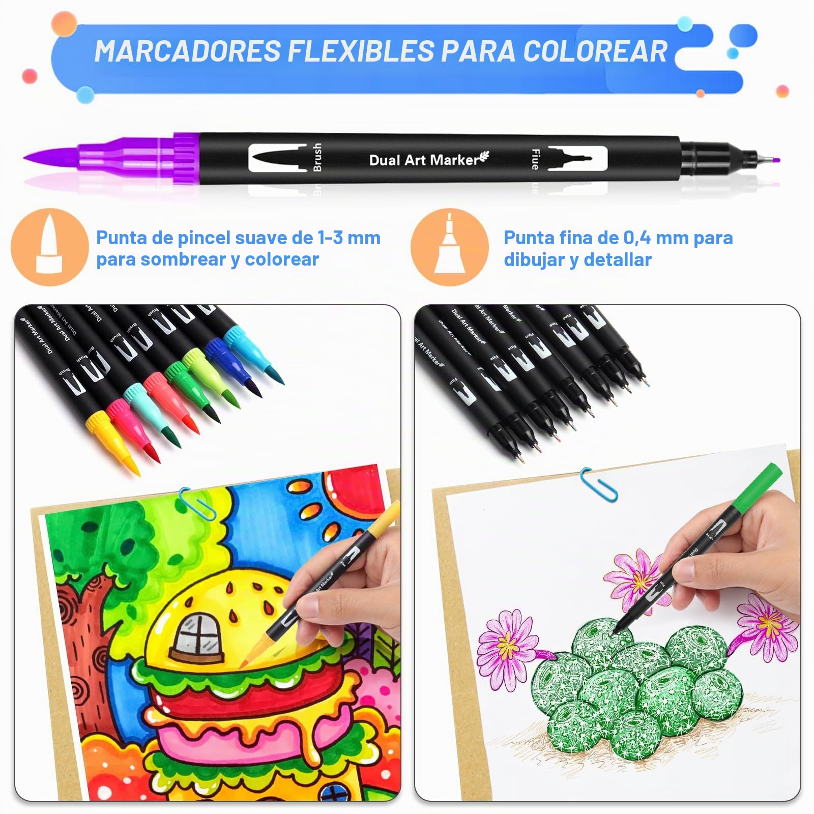 TrendGate Rotuladores Lettering 168 Colores, Doble Punta Brush Pen