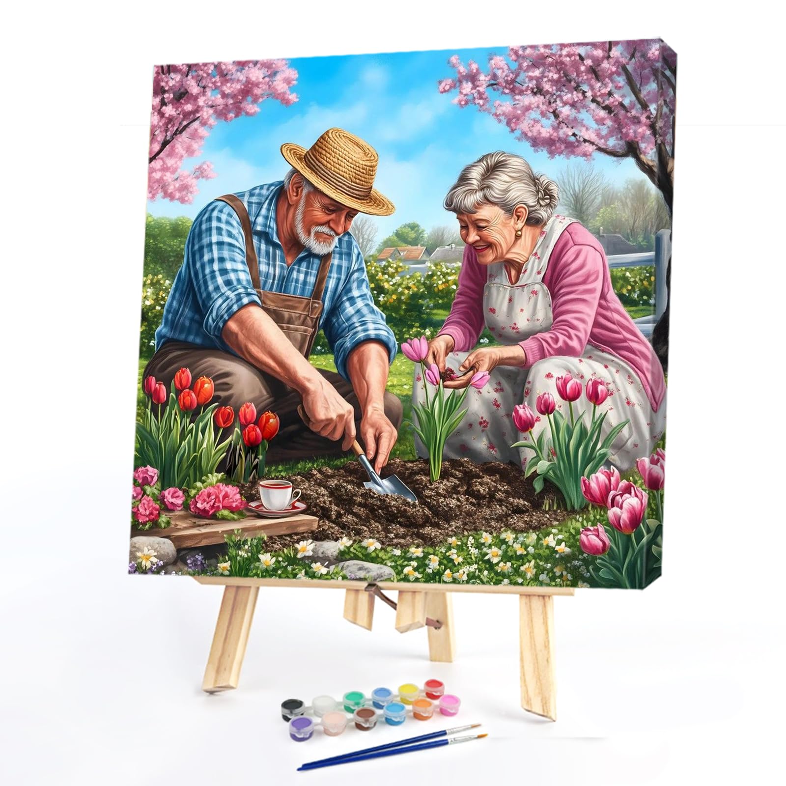 Kexpery Painting by Numbers Kit for Senior Adults 40x40cm Frameless Canvas Painting Easy to Make Home Decoration