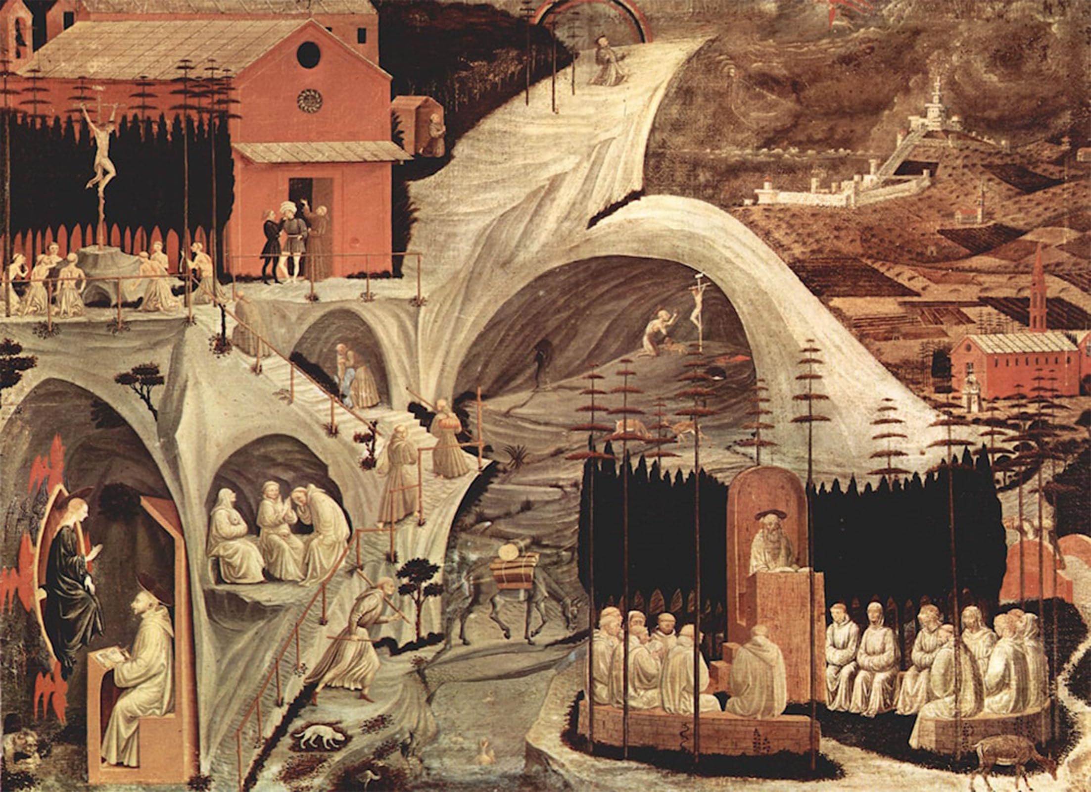 Artxlxxbn No Frame Famous Prints Artwork Pictures Poster Painting Art Scenes From The Hermit S Life By Paolo Uccello Artwork Landscape Pictures For Home Decor 60X90cm