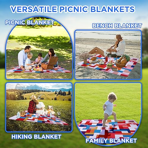 Miniatura 5 de scuddles Manta de picnic extragrande de 60 x 80 pulgadas, 3 capas para exteriores, resistente al agua, práctica manta de primavera y verano para la