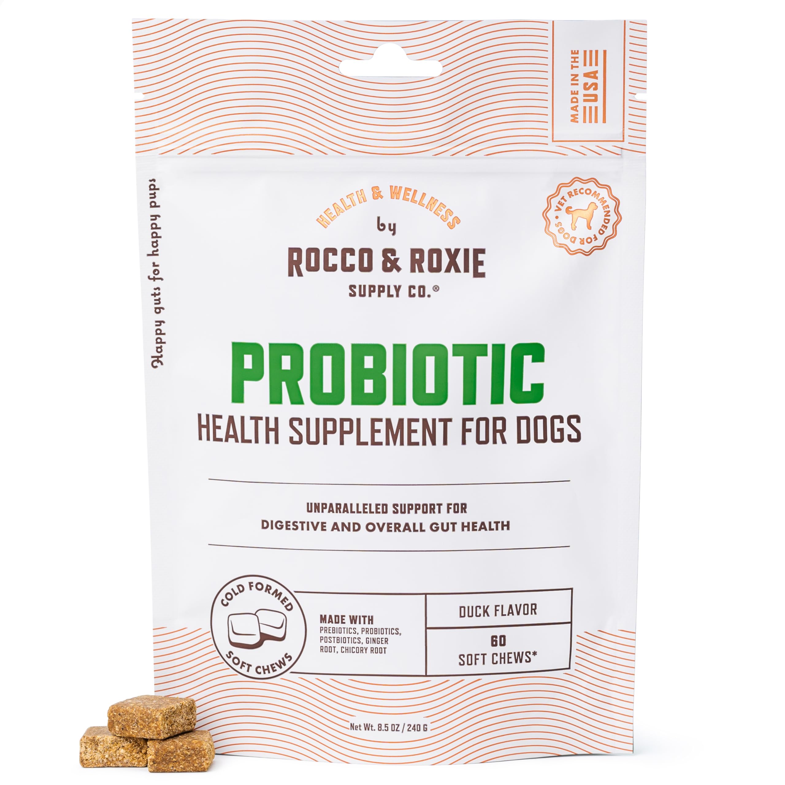 Rocco & Roxie Probiotics for Dogs, Support Gut and Digestive Health, Anti Diarrhea, Constipation & Gas Relief, Allergies, & Itchy Skin, Prebiotics,