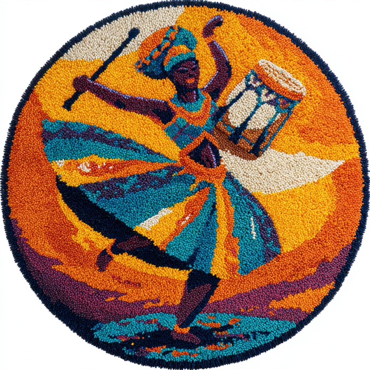 Kitquiver Tapestry Kits for Adults Dancing Woman DIY Rug，Home Carpet Making Canvas Crochet Kits Needlework Crafts,Beginners Adults 80x80cm