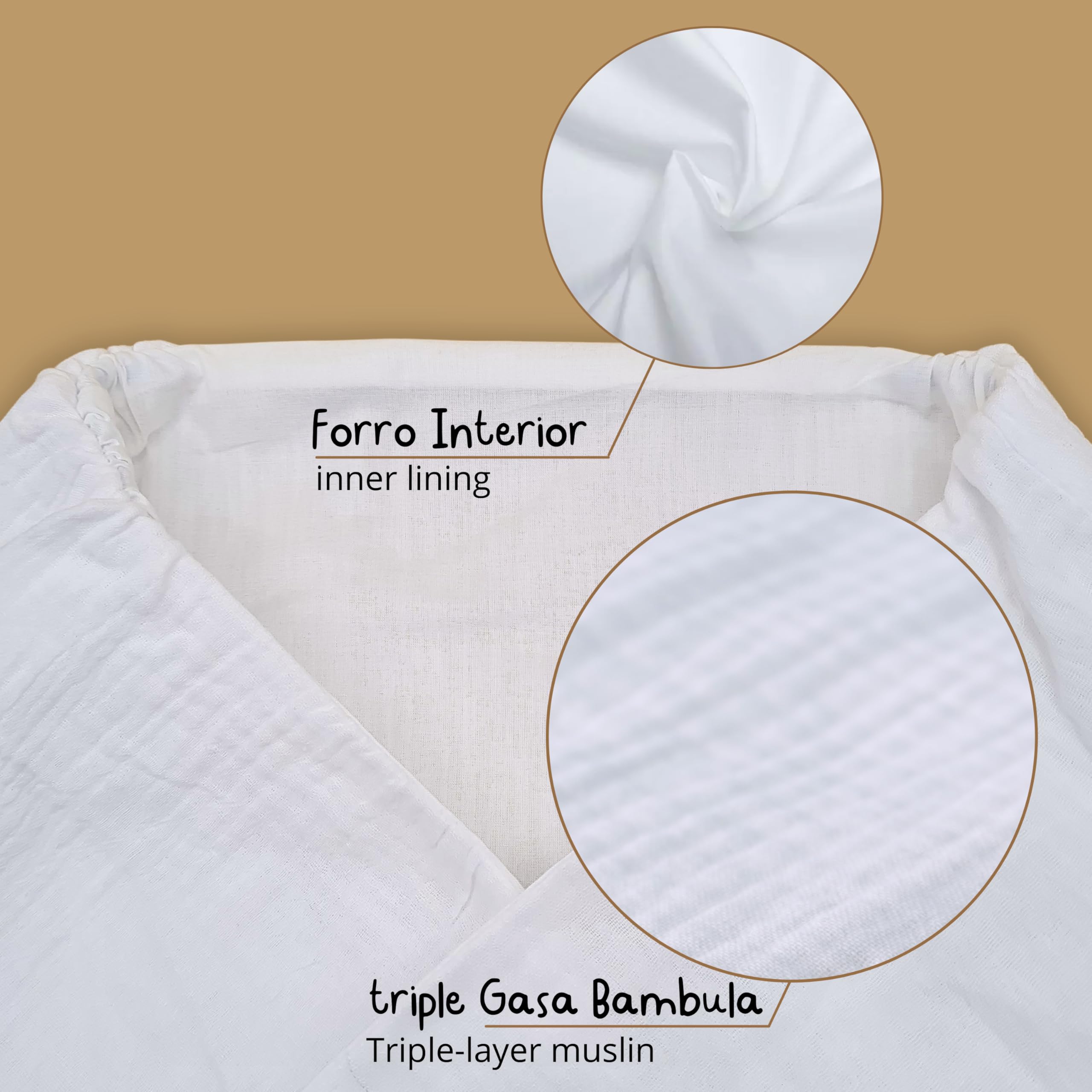 Thermikoa Housse Nacelle Bébé Universelle en Mousseline/Bambula 100% Coton – Housse Nacelle Intérieure Respirante – Habillage Nacelle Landau Poussette – Protection et Confort pour Bébé (Blanc)