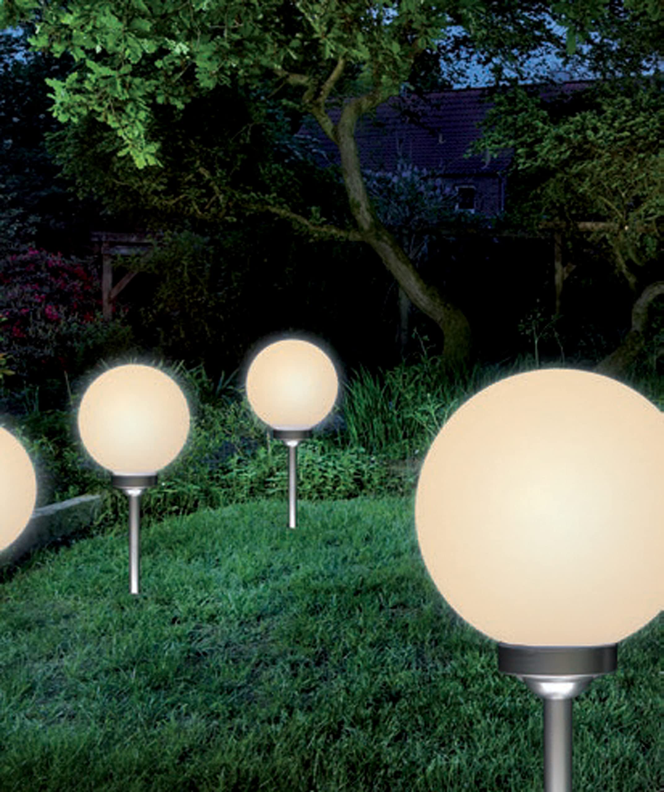 Bonetti Solar Gartenkugel für außen mit LED Beleuchtung, inkl. Erdspieß, 600 mAh Akku, Einschaltautomatik, Moderne und stylische Kugelleuchte (6, Ø 25 cm)