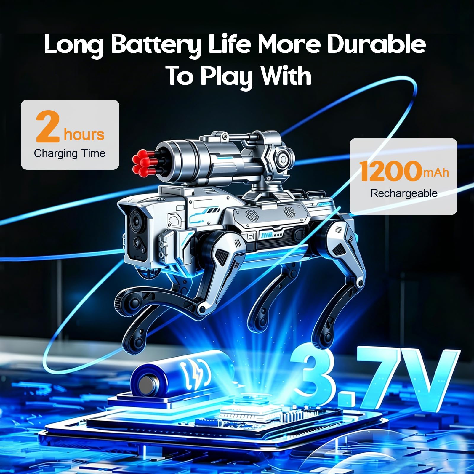 Chien Robot Télécommandé pour Enfants de 3 à 12 Ans, Chien Robot Intelligent avec Lanceur de Munitions Souples, Programmable, Danse, Musique, Interactif, Jouet Garçon Fille