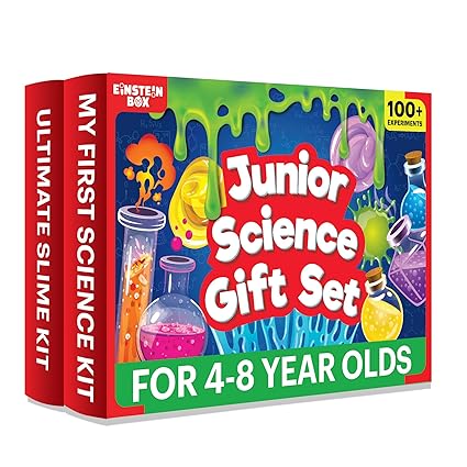 Einstein Box Junior Science Gift Set | 2-in-1 Set of My First Science Kit & Slime Kit for 4-6-8 Year Olds| Birthday Gift for Boys & Girls