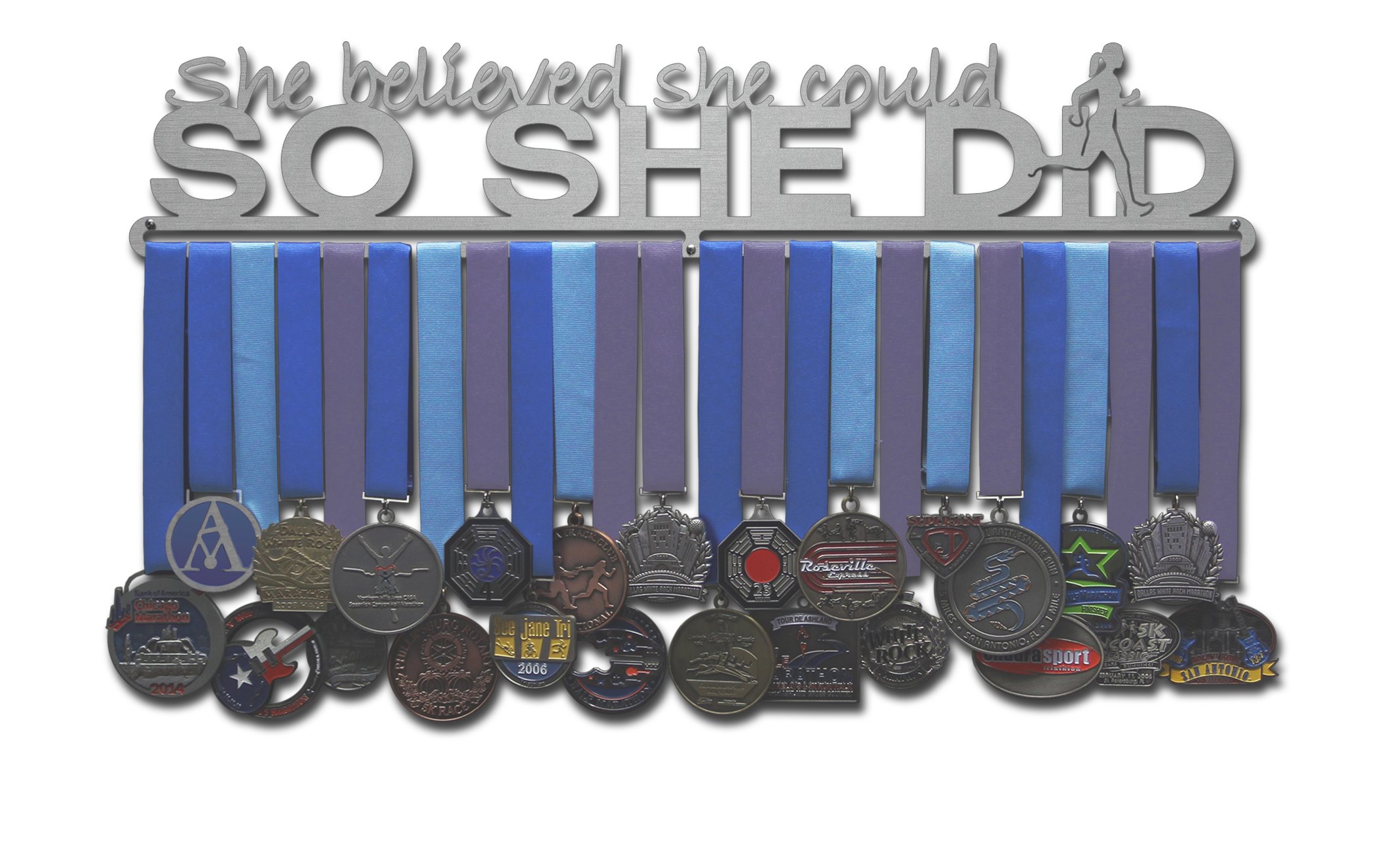 Allied Medal Hanger - 'She Believed She Could So She Did' Swimmer Design, 12" Wide - View #7