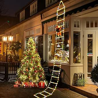 10Ft Christmas Ladder Lights with Santa Claus