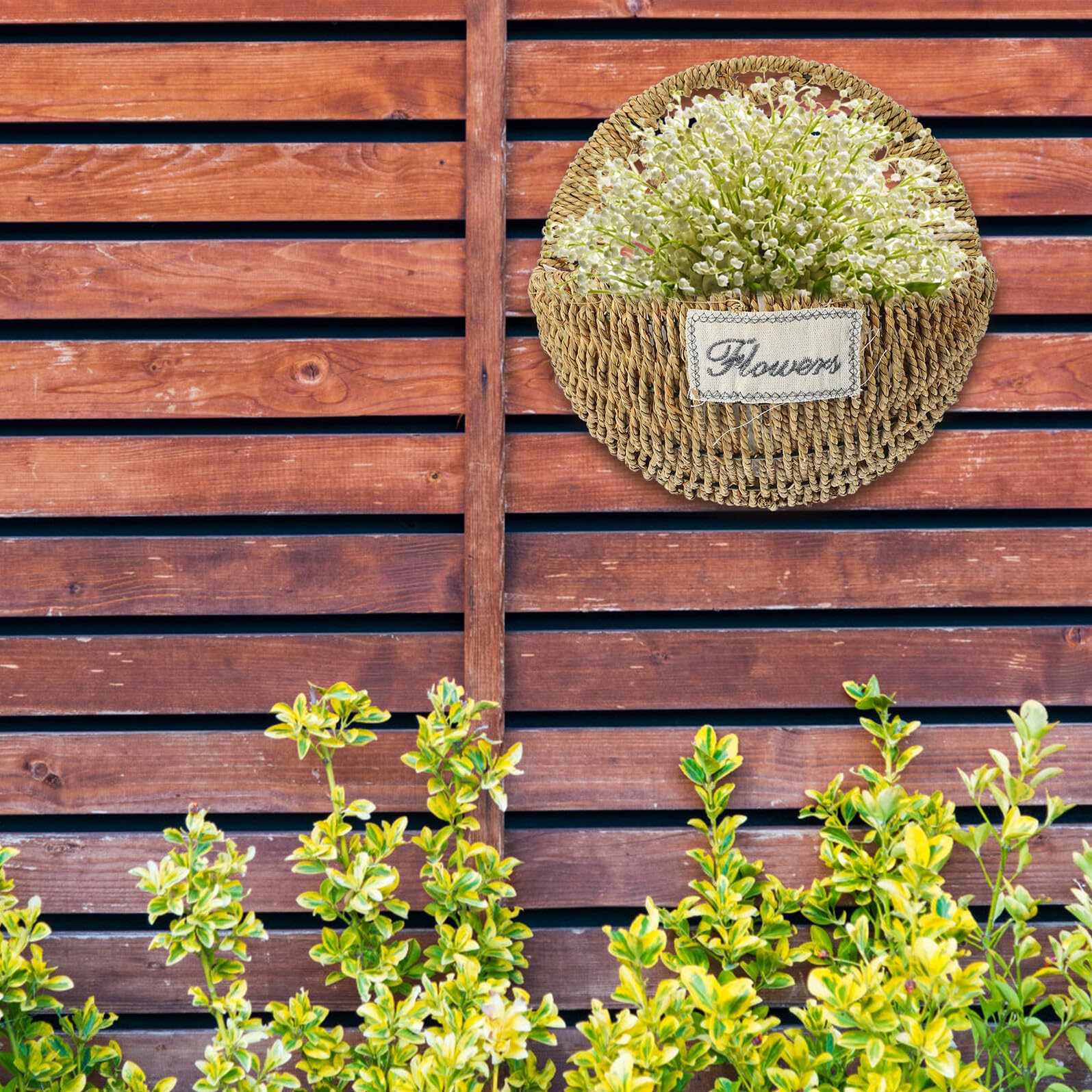 TEHAUX Herzförmiger Großer Geflochtener Blumentopf Aus Stroh Mit Eisen Wandhalterung Hängender Pflanzkorb Für Balkon Garten Und Innenbereich Dekorativer Hängekorb Für Kräuter Und Sukkulenten