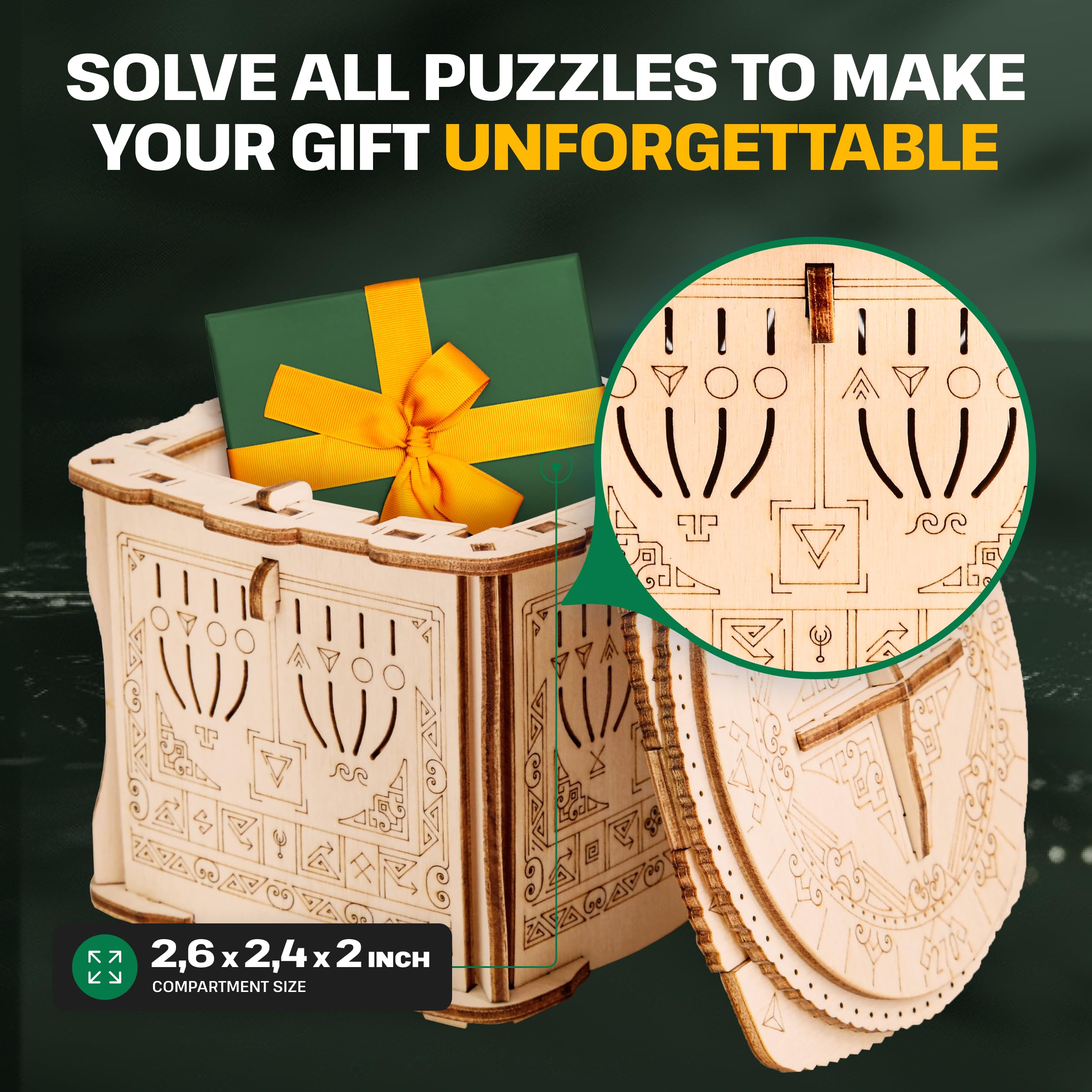 ESC WELT Wooden Secret Lock Box – kreatywne pudełko prezentowe na pieniądze, bony, karty podarunkowe – gra w drewniane pudełko 3D – puzzle prezentowe – pudełko prezentowe dla młodzieży i dorosłych –