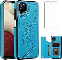 Vista 13 de Asuwish Funda de teléfono para Samsung Galaxy A12 con protector de pantalla de vidrio templado, tarjetero con soporte para tarjetero, soporte