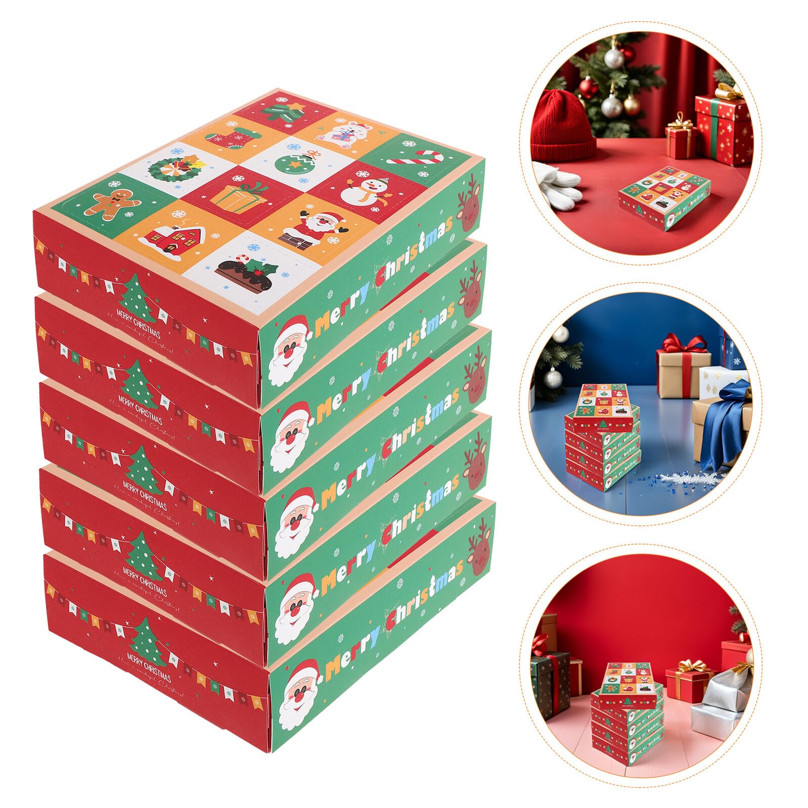 PENIKOKO 15 DIY Boxen Weihnachtsgeschenke Süßigkeitenboxen Gastgeschenke Leere Weihnachtsgeschenkbehälter Papier Süßigkeitenbehälter Befüllbare Countdown Süßigkeitenboxen