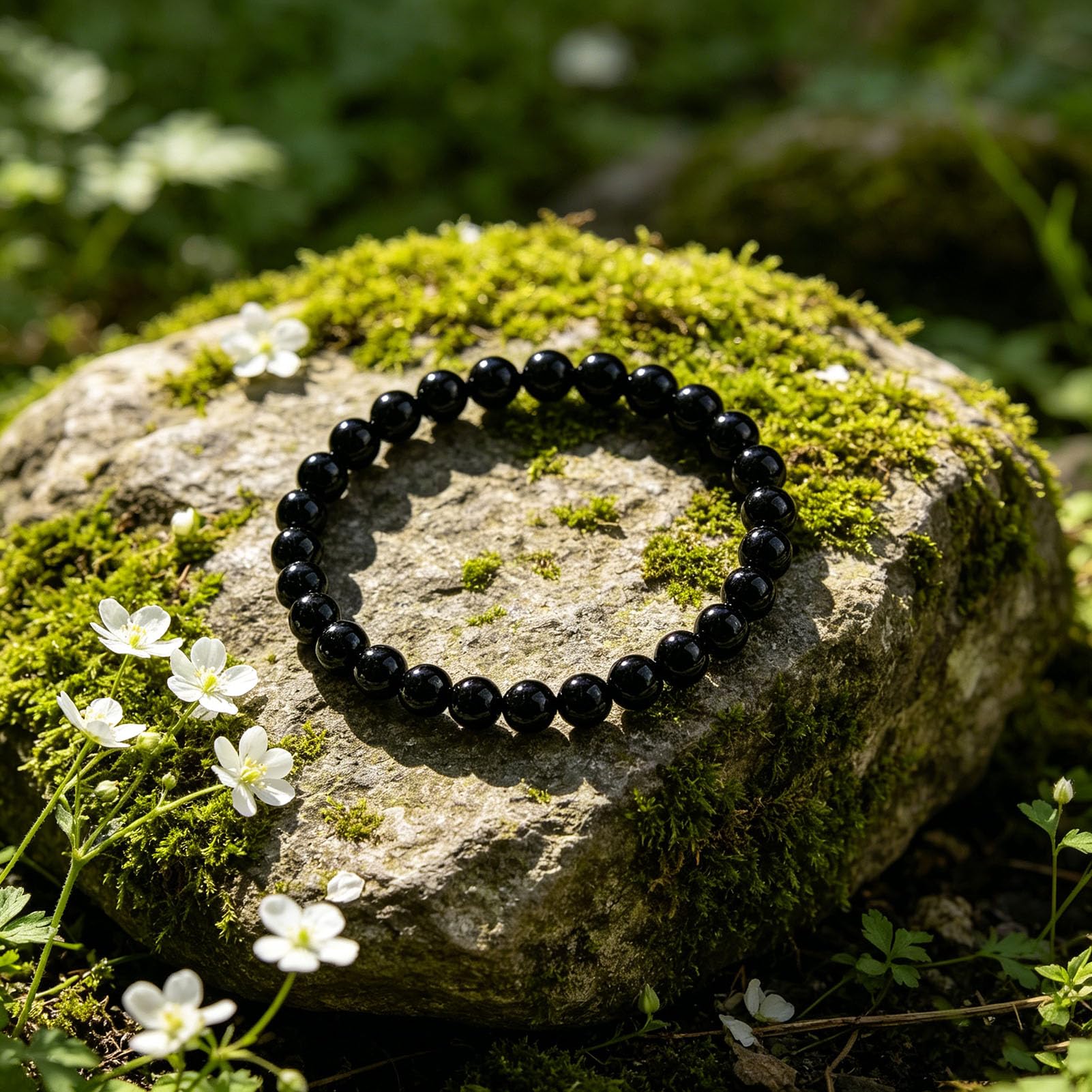 Heilendes schwarzes Obsidian-Armband, echtes vulkanisches Naturglas-Stretch-Armband zum Schutz, Erdung, Verstellbarer Steinschmuck für Männer und Frauen, Chakra-Geschenke,16MM