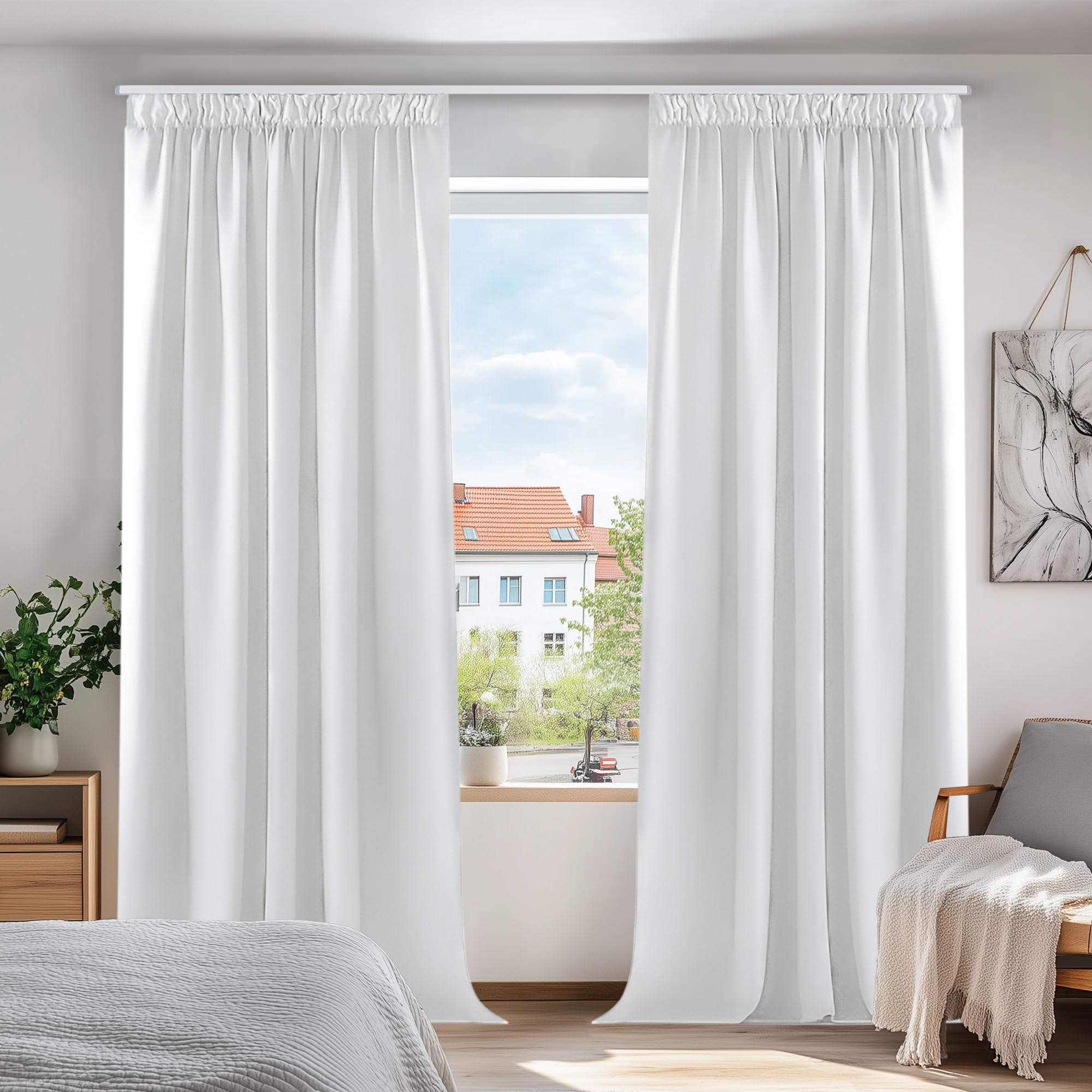 Deconovo Gardinen Blickdichte Verdunkelungsvorhang Thermo Dekoschals Vorhang Thermovorhang Kälteschutz Thermo gegen Kälte Thermogardine Hitzeschutz, 242x107 cm(HöhexBreite), Silber Grau, 2er Set