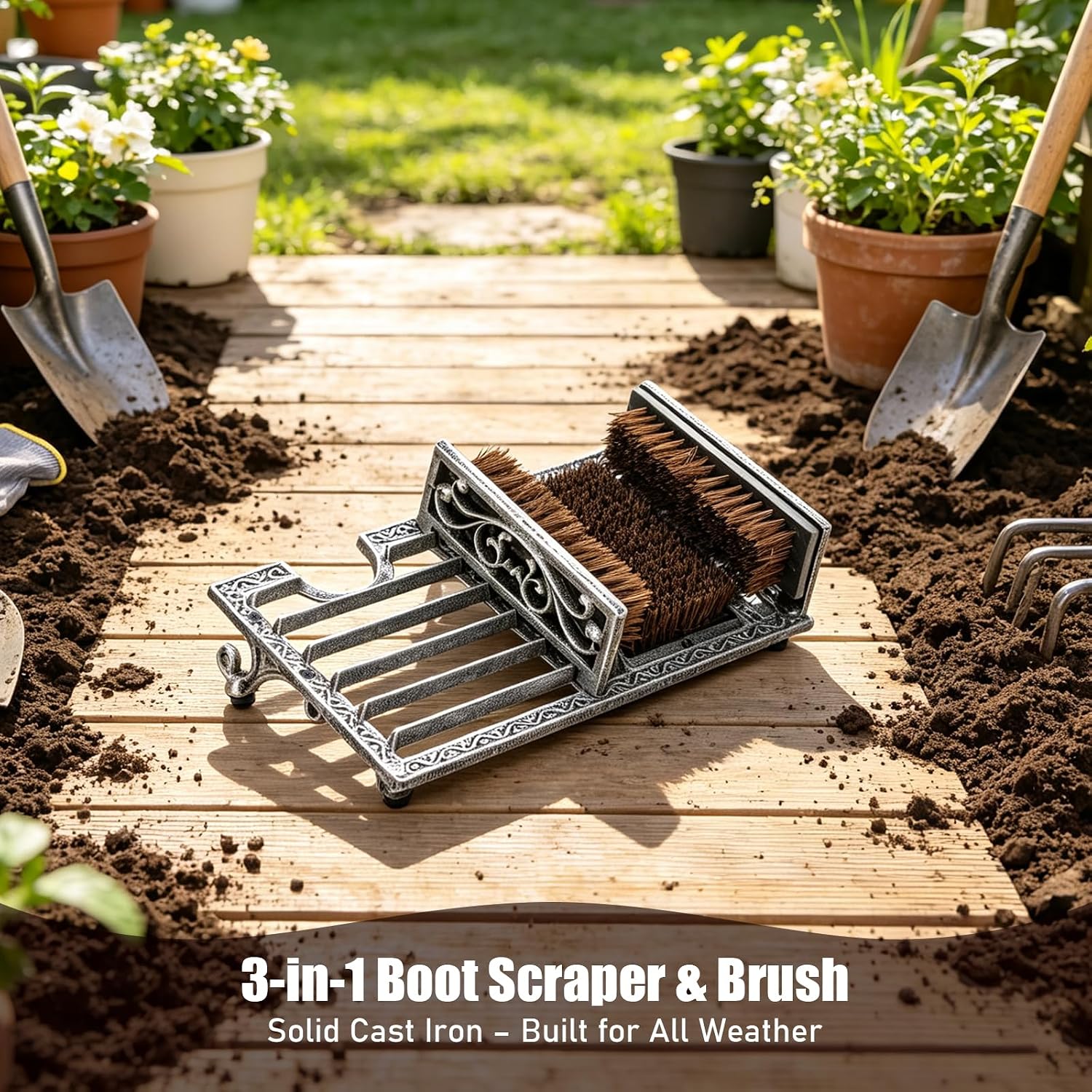 Heavy Duty Outdoor Boot Scrubber with Heel Remover